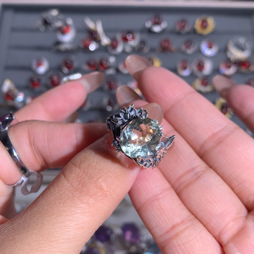 【闪购商品】水晶戒指银S925镶嵌禄*能戒指