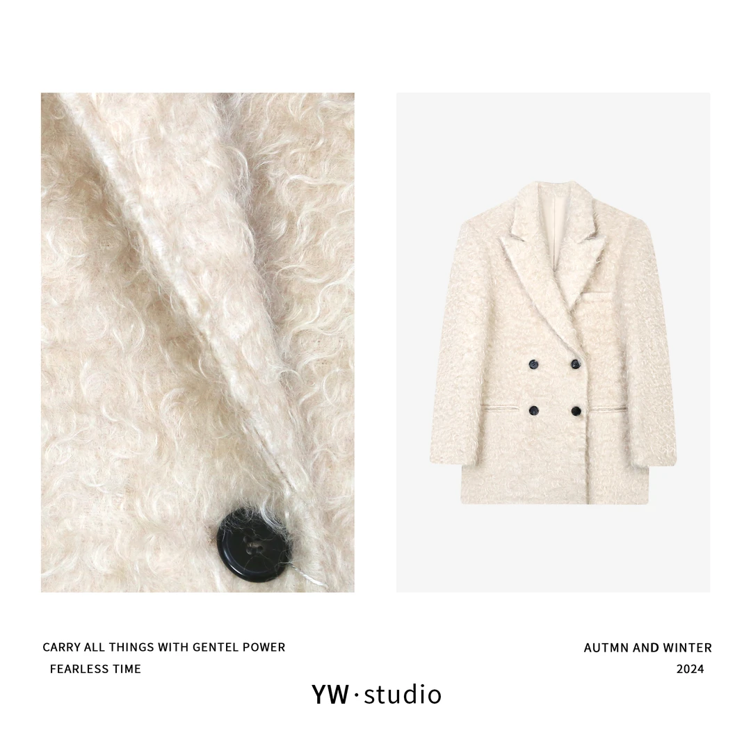 YUWEI/定制 高智感高密度软糯马海毛64%+羊毛9%外套 CYPL2937