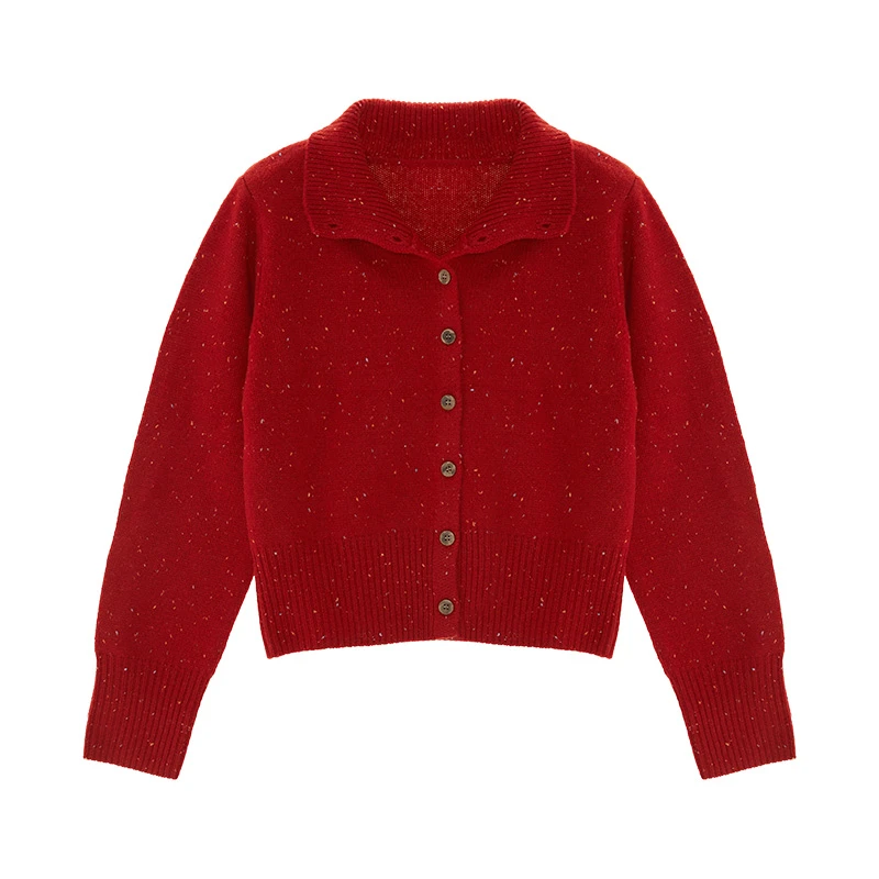 【达人专属】简约翻领针织开衫女Z5C5009