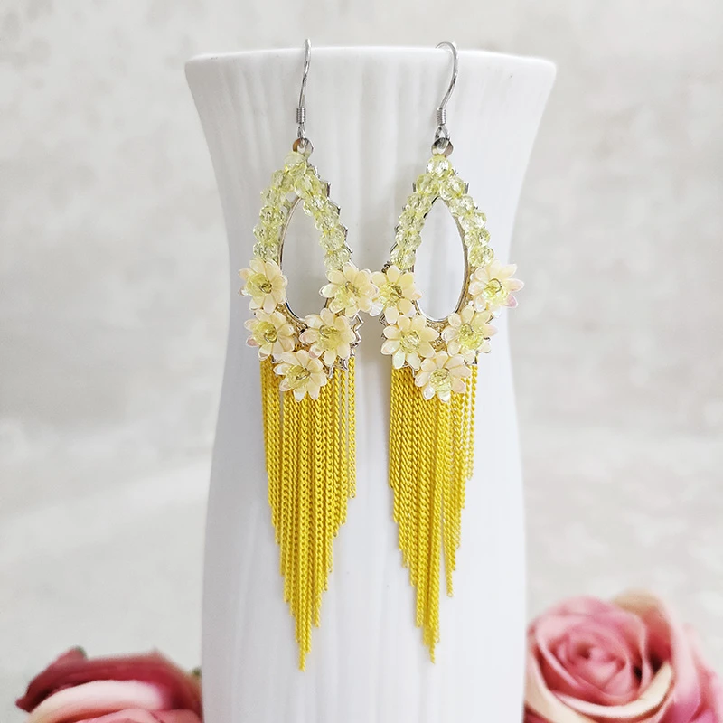 铜合金琉璃耳饰 民族风纯手工流苏耳环1895