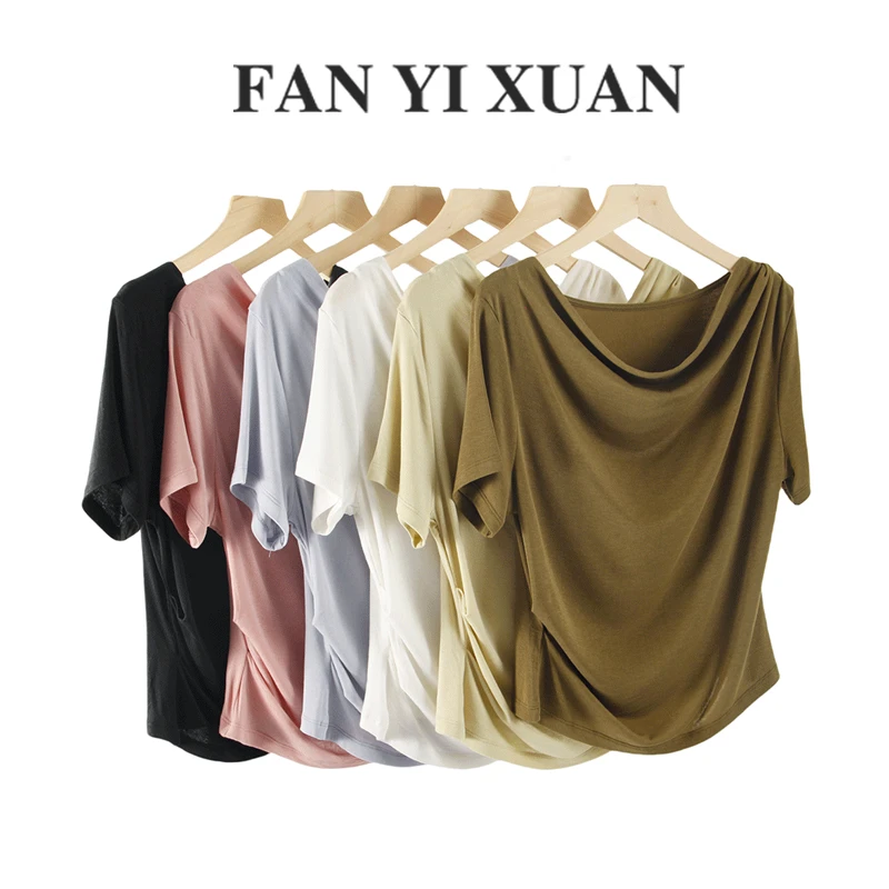 夏季薄款凉感醋酸荡领上衣