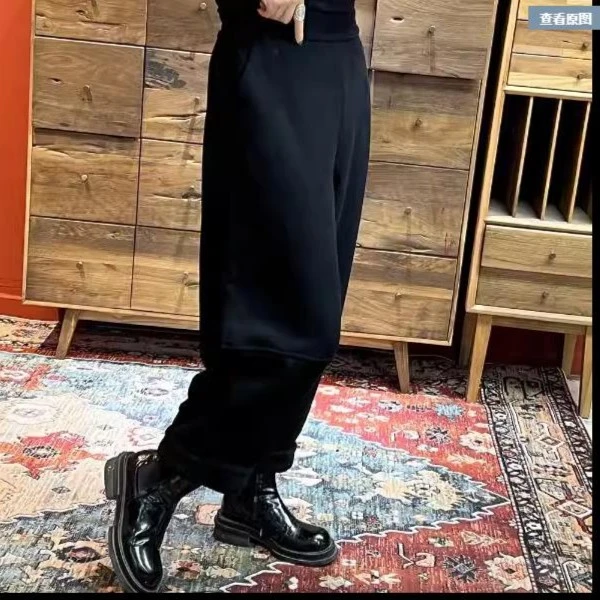 【羊在在】国风复古休闲黑色气质百搭小脚裤DK062