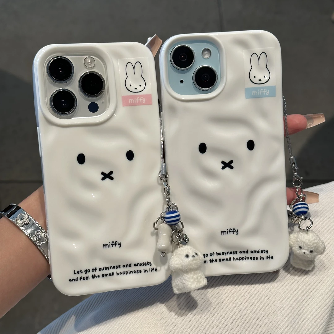 BANCA米菲兔表情小狗挂坠苹果16Promax手机壳15/14陨石纹13/12女
