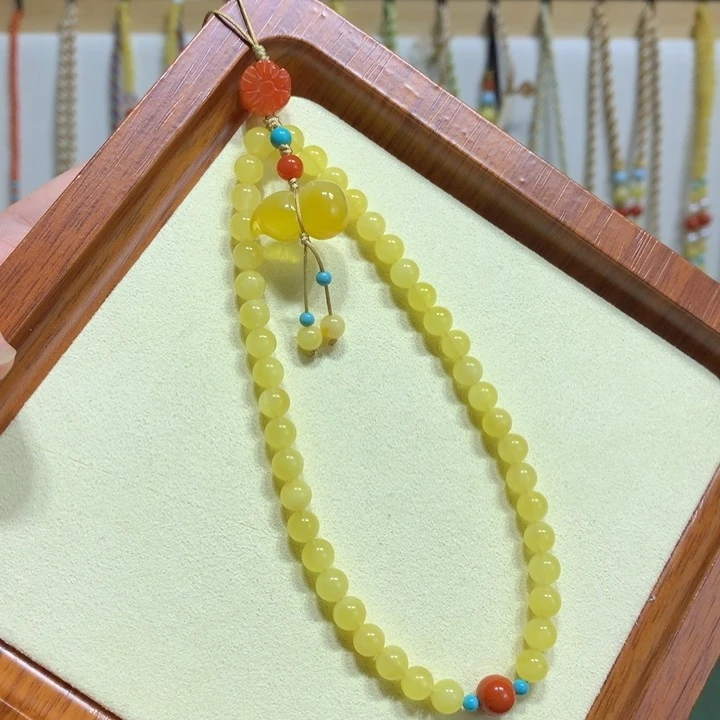 蜜蜡手链未镶嵌5.5mm手机挂