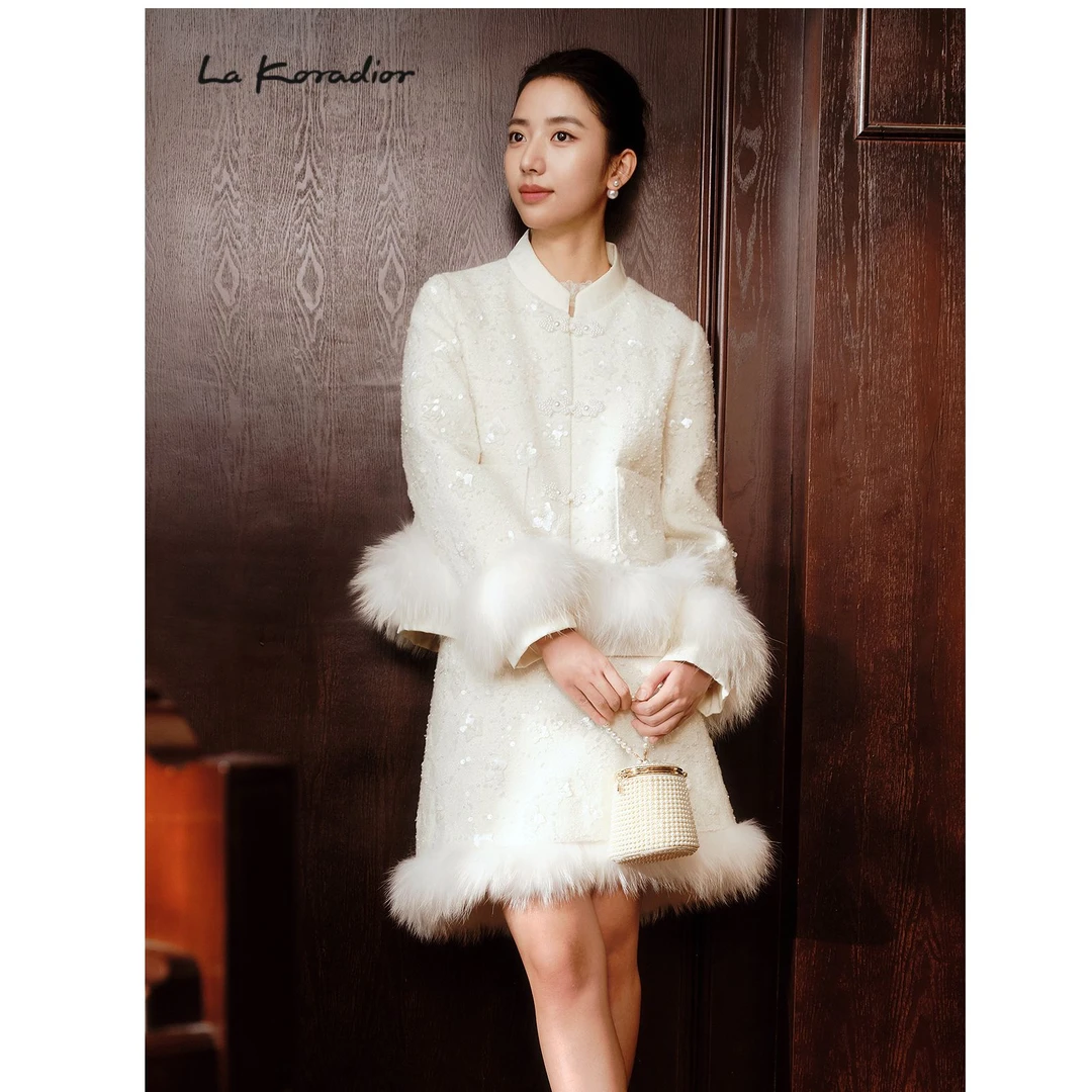 【婷婷专属】La Koradior拉珂蒂新款奢感貂毛羽绒半裙高腰裙
