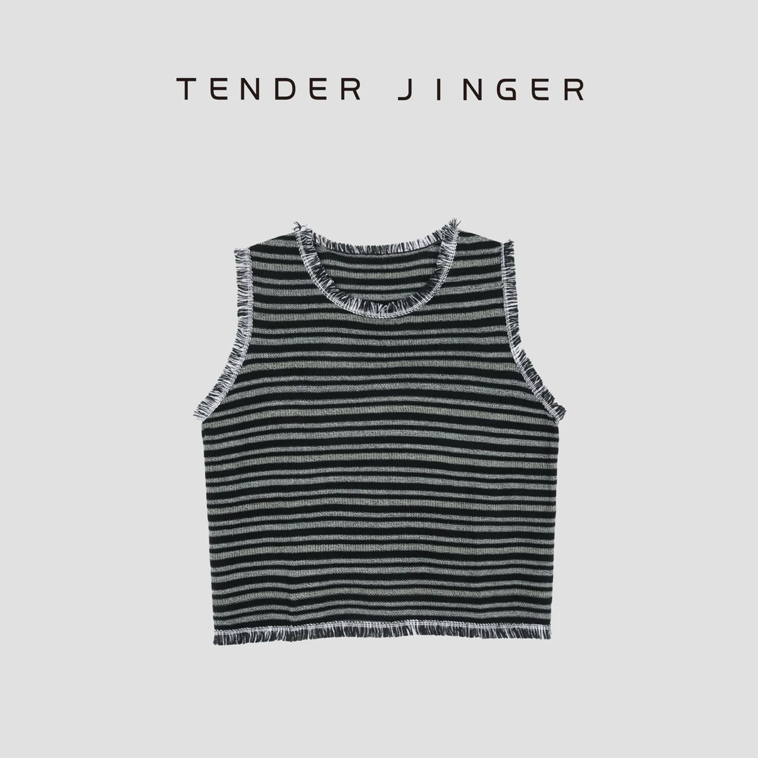 Tender Jinger【专柜】圆领流苏边针织无袖上衣T52SZZ30146
