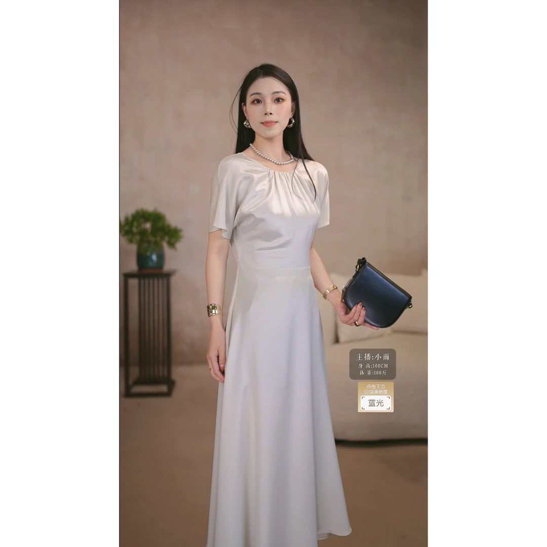 【优雅lady】26姆米重绉桑蚕丝连衣裙LG900