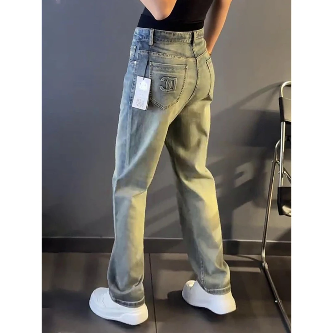 秋冬潮牌男士时尚新款高级感痞帅牛仔裤宽松休闲显瘦长裤轻奢男装