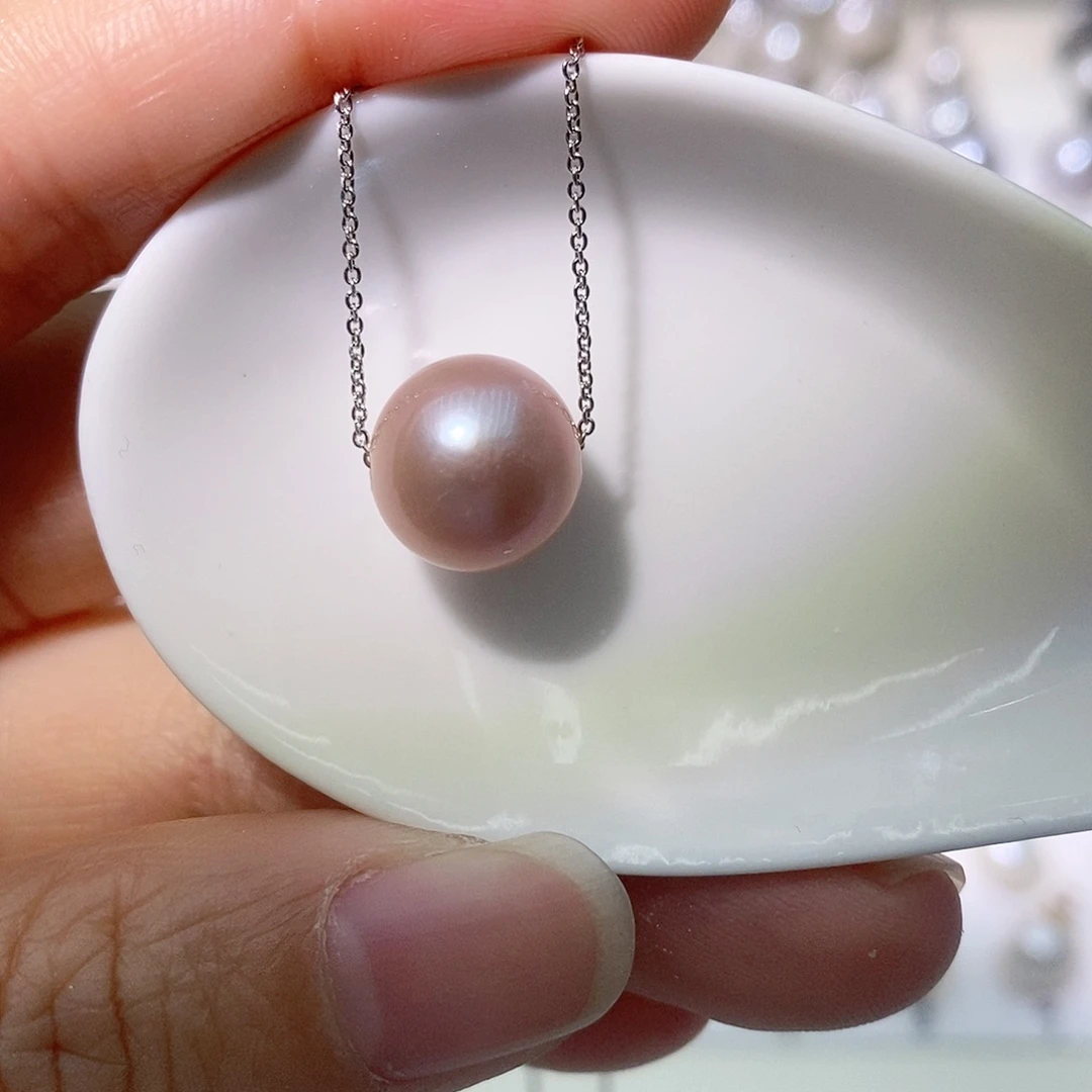 淡水珍珠吊坠(赠链)银S925镶嵌尺寸11/12毫米路路通