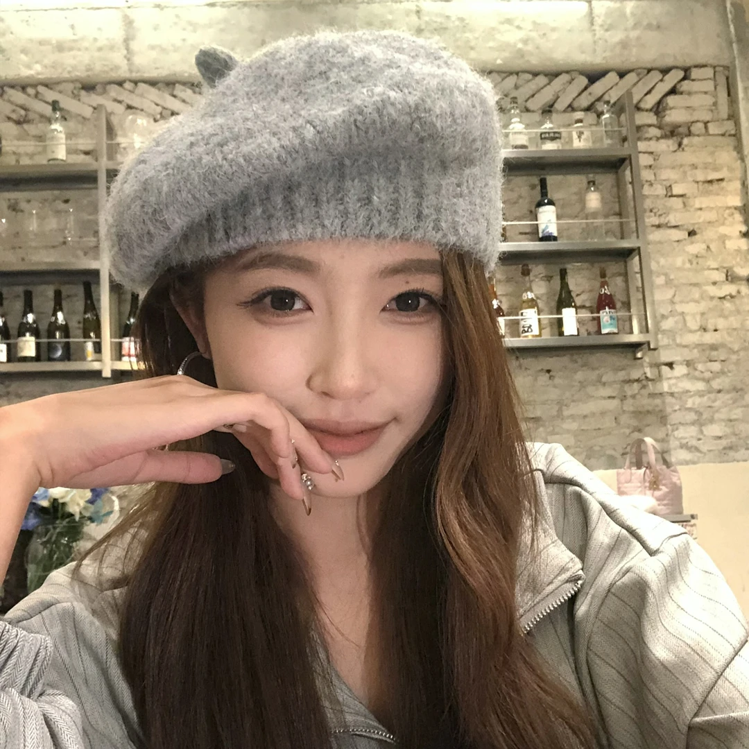 【猫仔kitten】秋冬韩系百搭针织帽女保暖贝雷帽显脸小文艺画家帽
