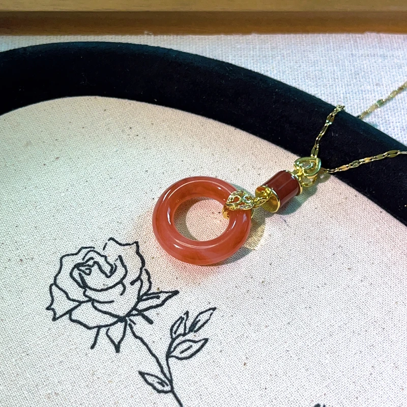 铜合金亚克力项链 铜合金 1148 时尚国风镂空圆环项链