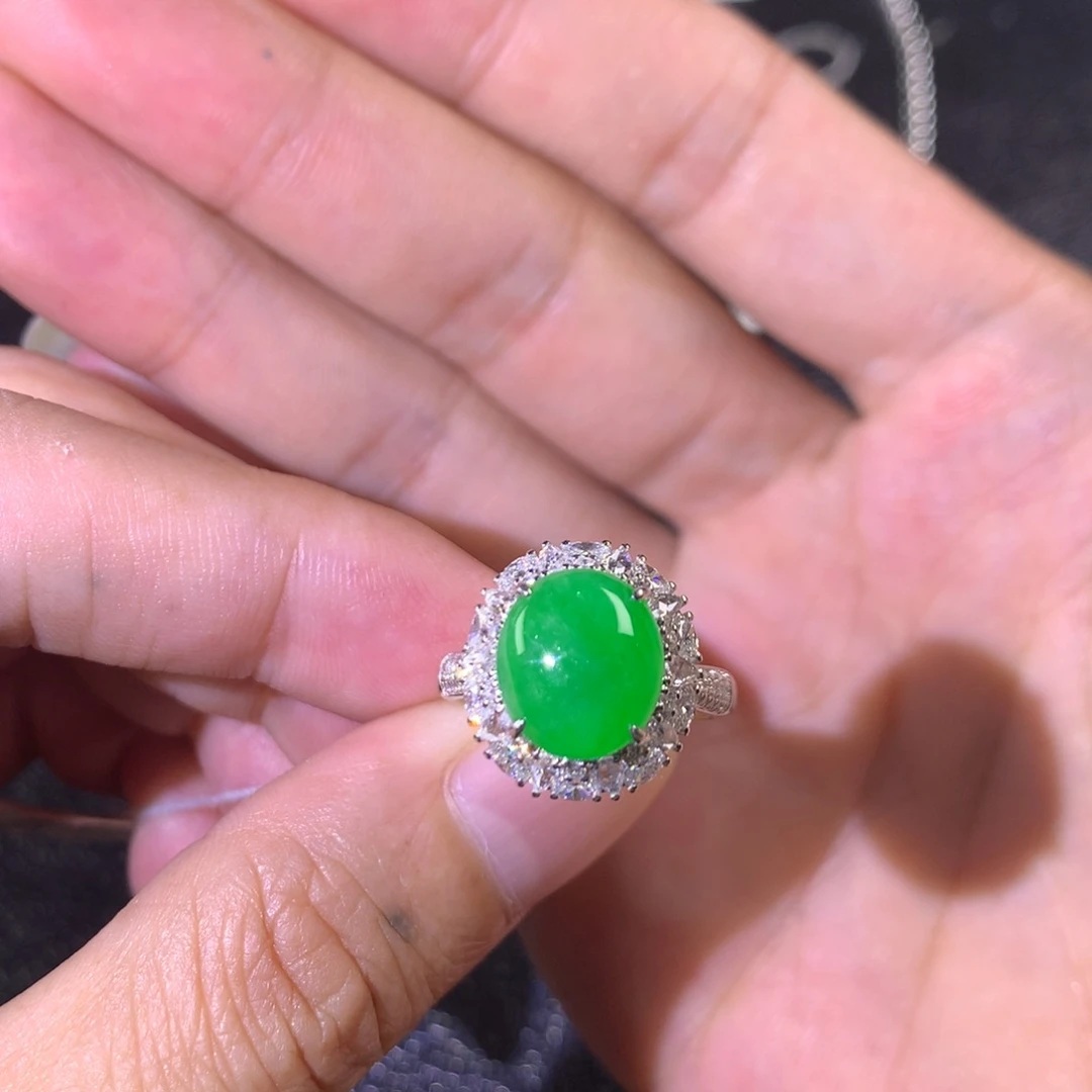 翡翠戒指18K金镶嵌两用款