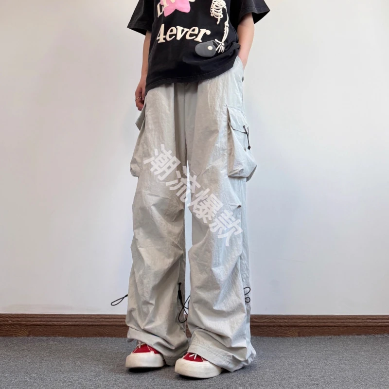 FishBall春夏夏季薄款浅色宽松速干伞兵裤户外工装裤男女休闲裤