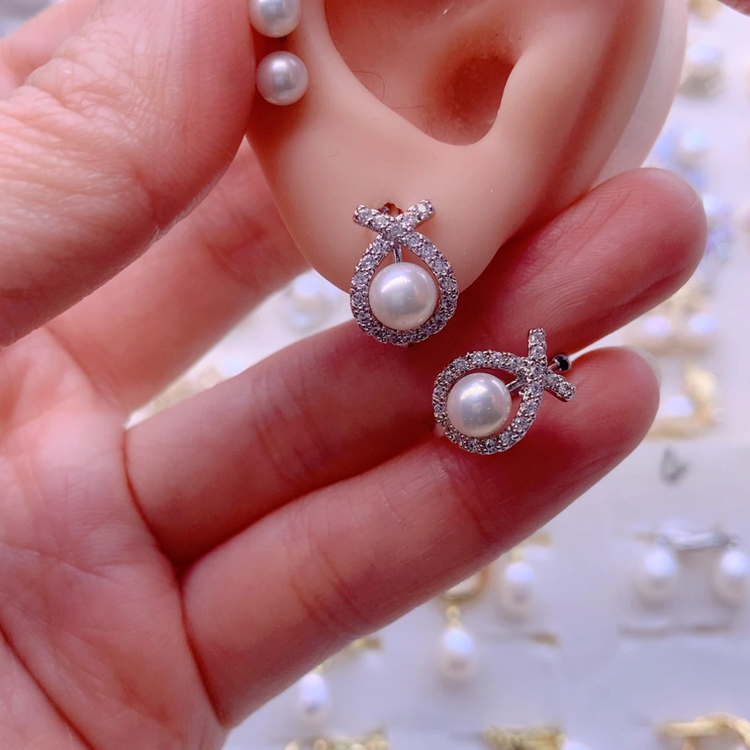 淡水珍珠耳饰合金