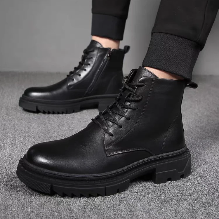 男士新款英伦风高帮拉链真皮马丁靴时尚百搭耐磨