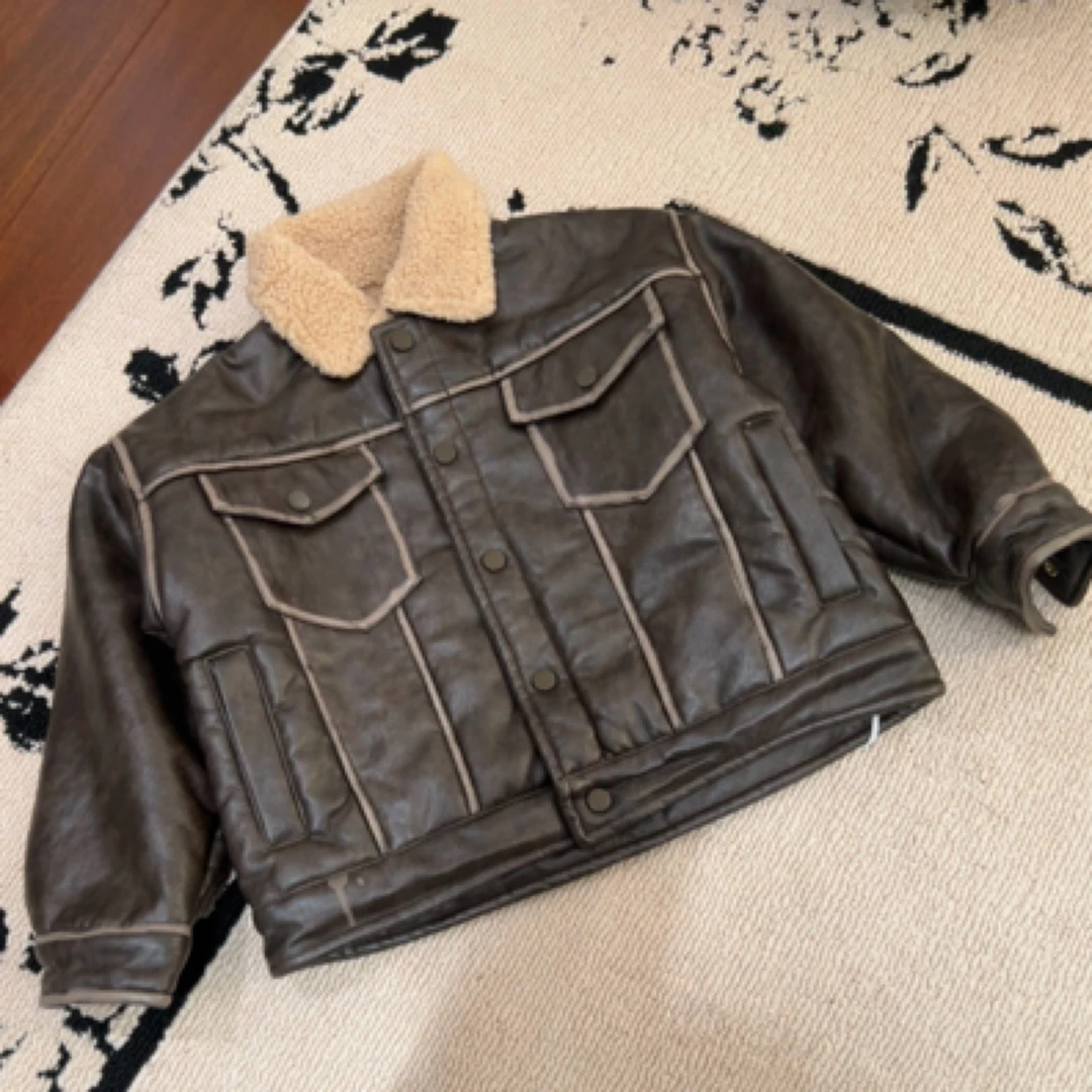 【编号P996】Z1056-13-儿童皮毛一体加厚外套咖色-ZX