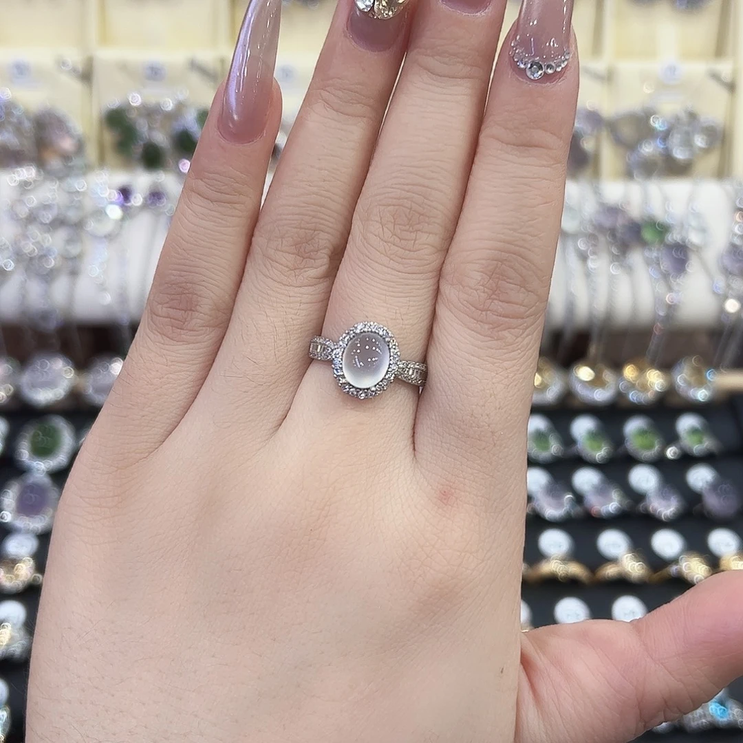 蛇纹石玉银S925镶嵌戒指