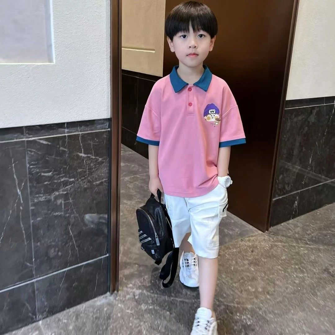男童夏季卡通动漫短袖polo衫2025新款韩版休闲洋气套装童装潮