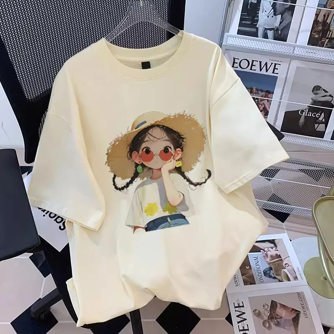 女童短袖t恤夏季新款洋气韩版小女孩印花时尚中大童纯棉时髦上衣