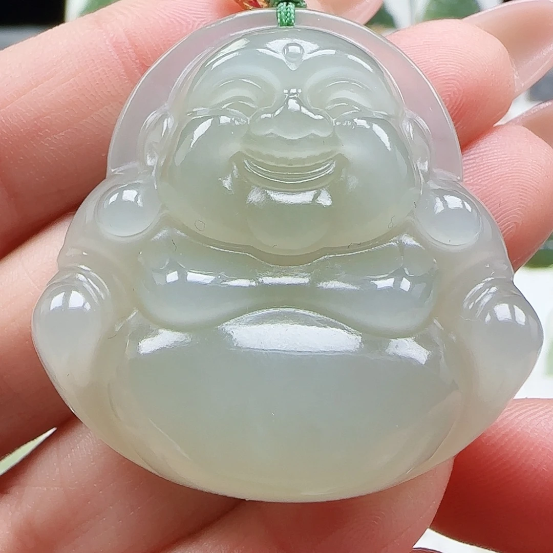 和田玉18K金镶嵌吊坠(赠链)