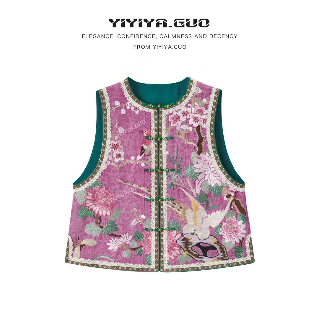 yiyiya.Guo艺艺吖【艺术品】刺绣提花奢雅光泽感马甲2781SS52