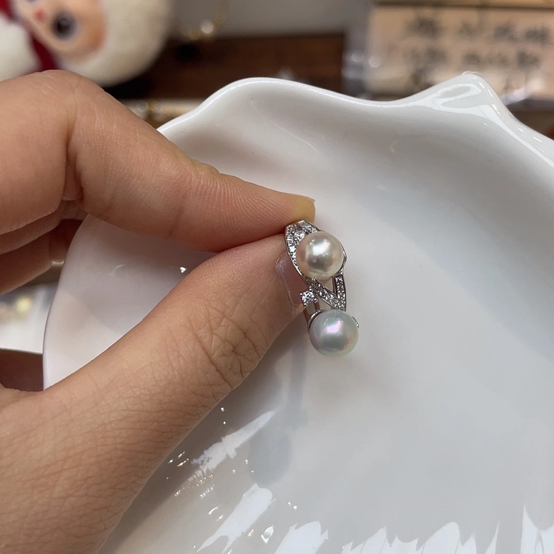 银S925镶嵌戒指海水珍珠
