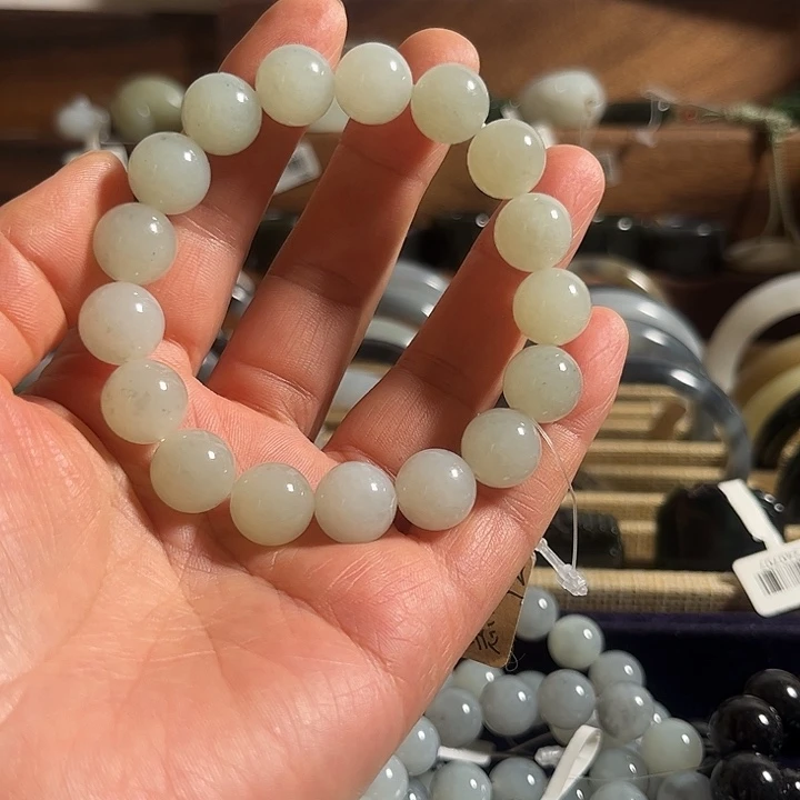 和田玉未镶嵌颈饰新疆和田玉卡12圆珠串