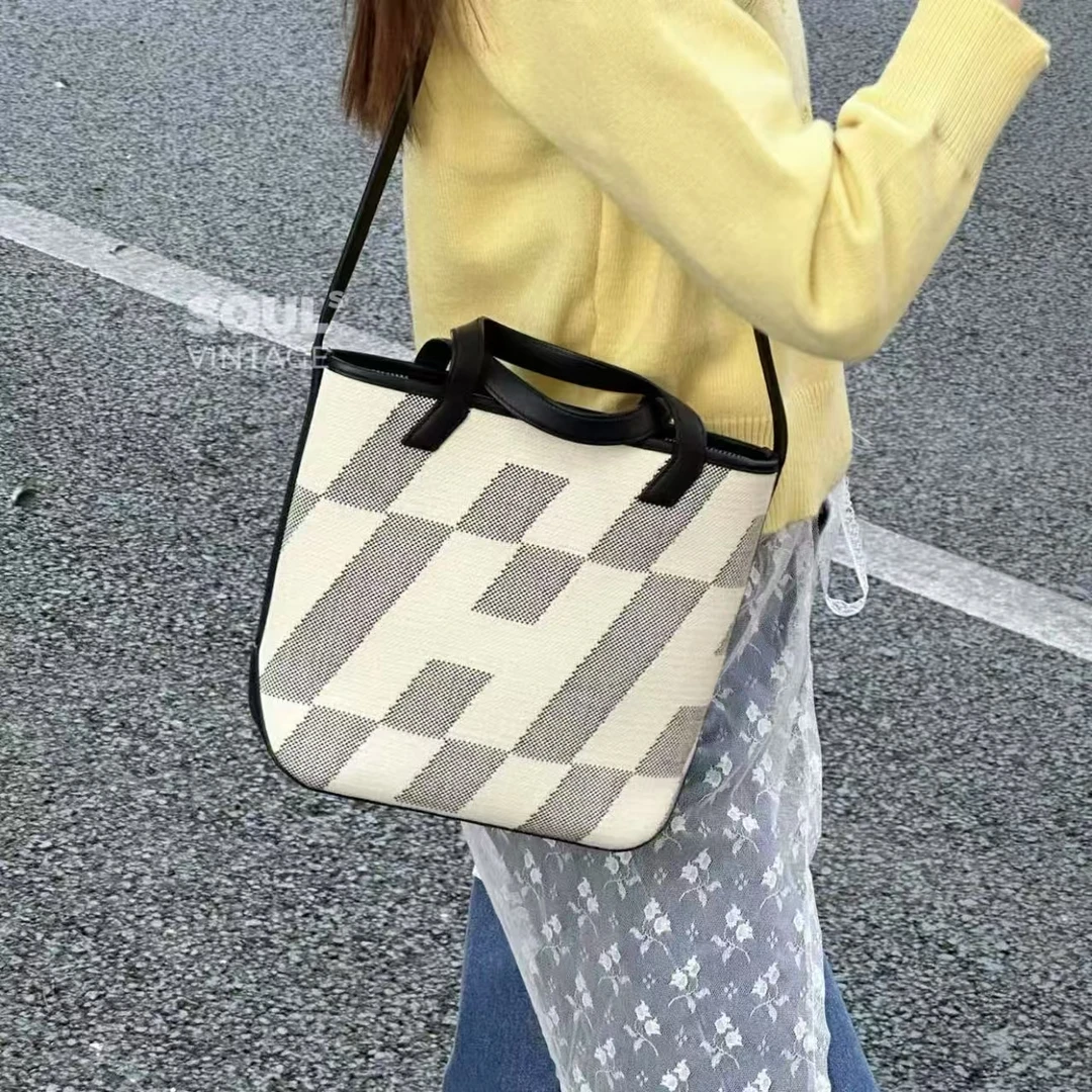 95新 Hermes/爱马仕 黑白熊猫拼色帆布 cabas27 662391276