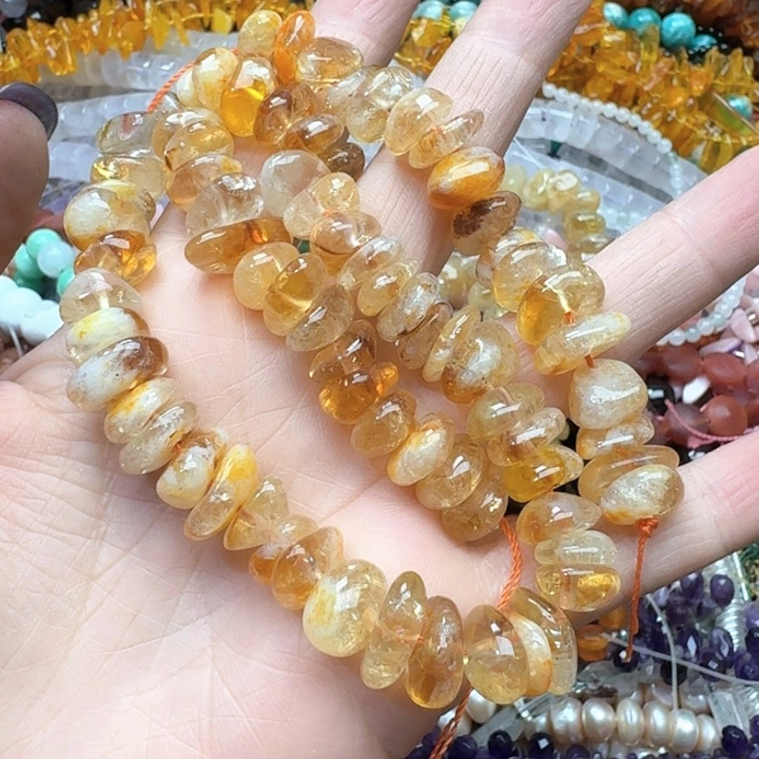 玛瑙/玉髓未镶嵌珠宝半成品一条12m黄塔晶糖豆