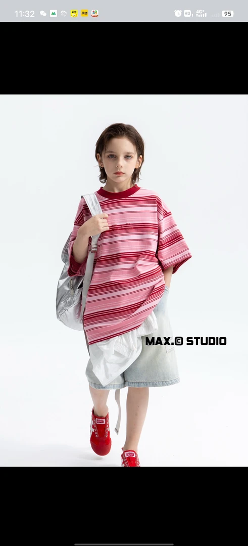 唛池条纹短袖T恤