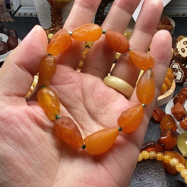 未镶嵌琥珀裸石海漂手串