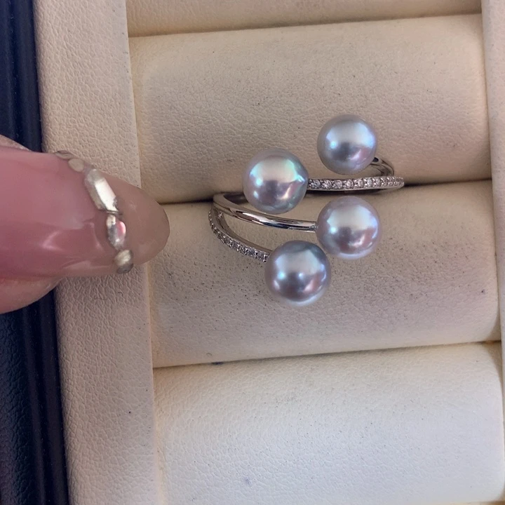 银S925镶嵌戒指海水珍珠