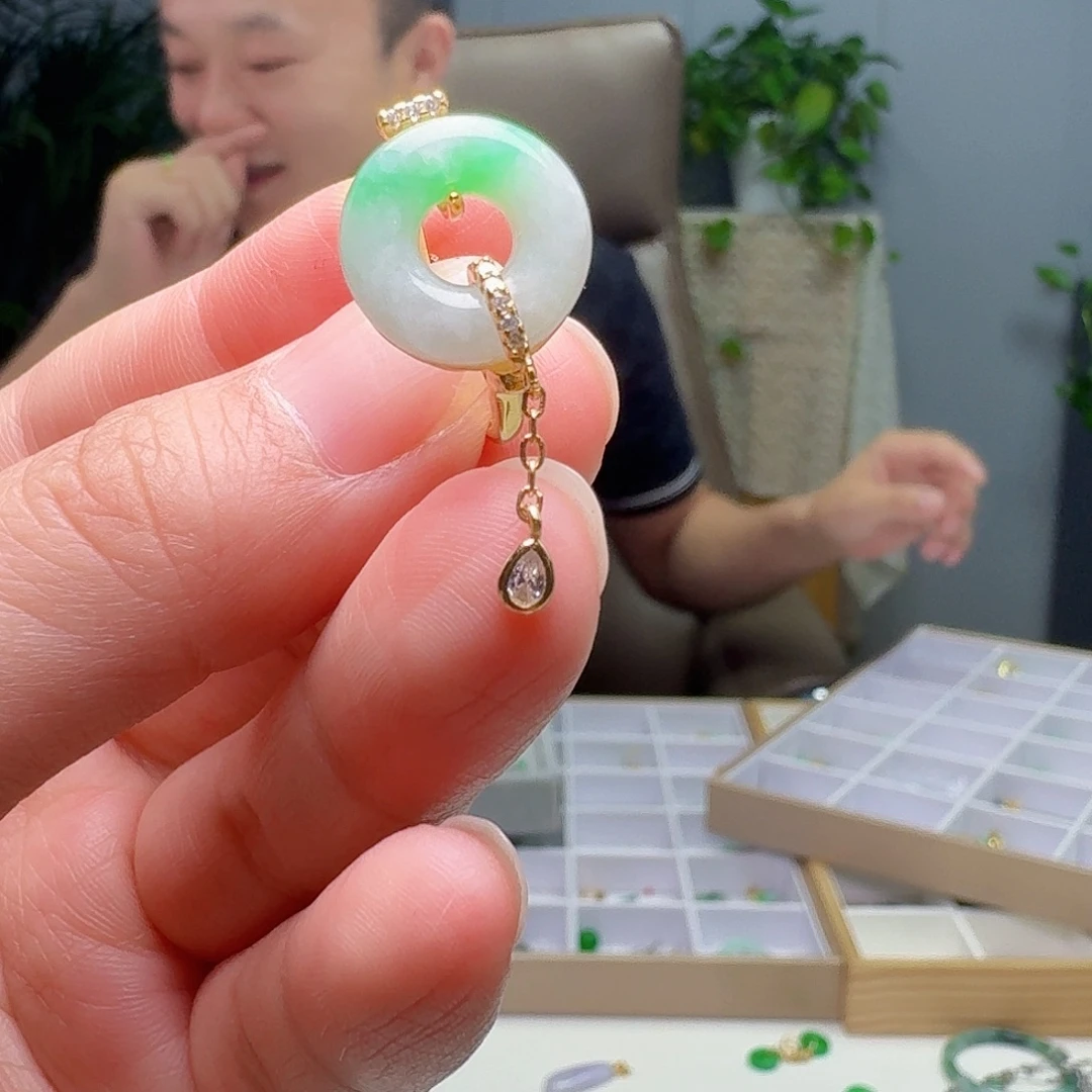 银S925镶嵌戒指翡翠天然微瑕