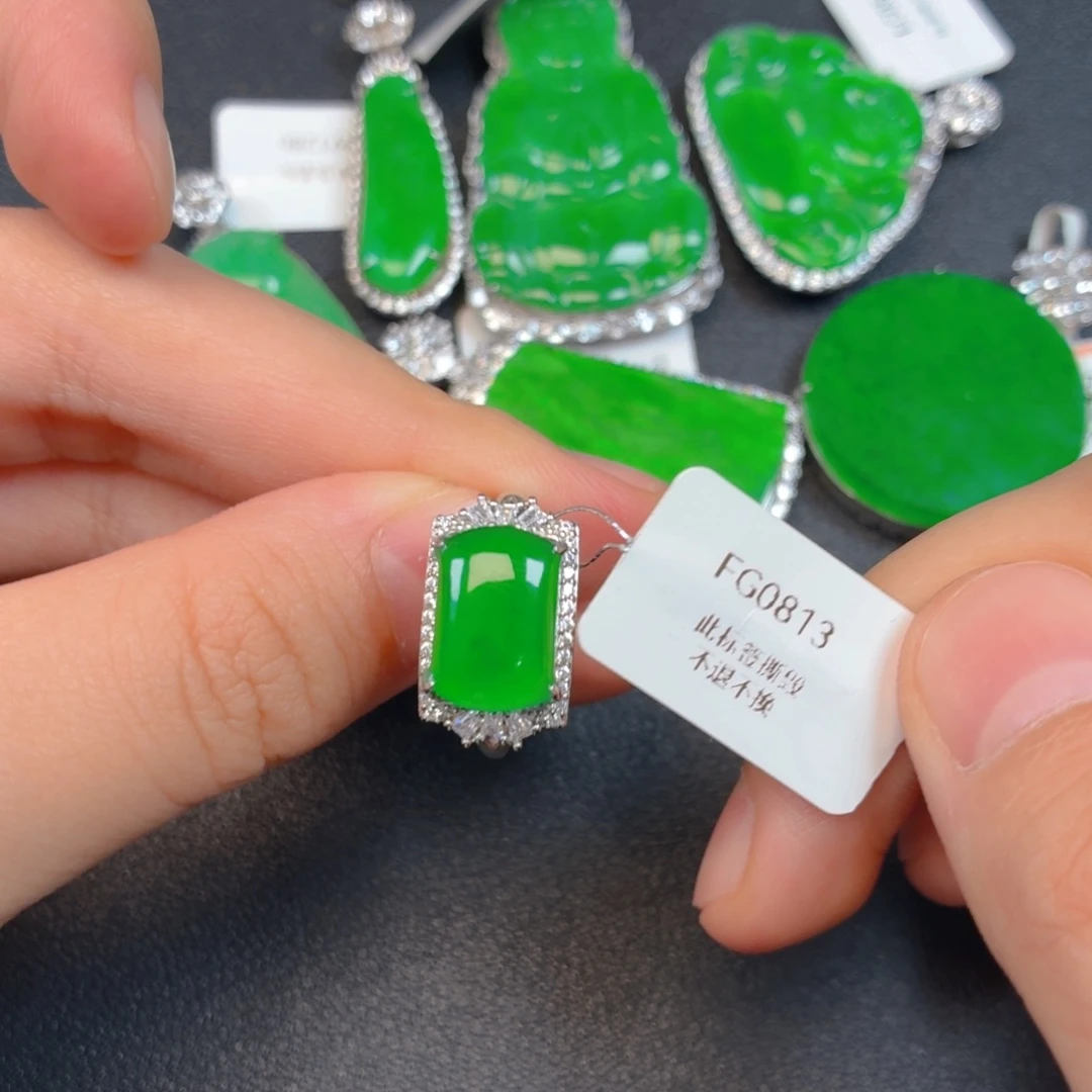 翡翠银S925镶嵌戒指