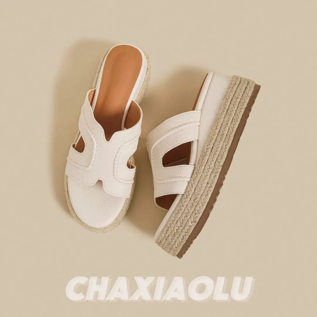 【8cm】厚底H拖鞋女外穿2025夏绝美凉拖鞋增高坡跟凉鞋