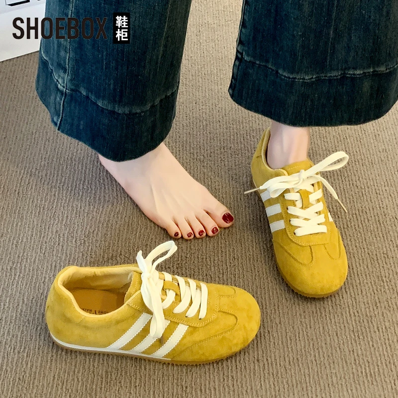 SHOEBOX鞋柜高级感阿甘德训鞋2025春季新款百搭舒适软底运动鞋