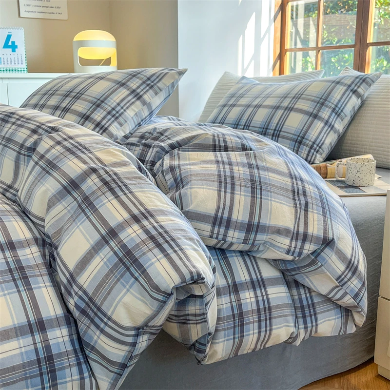格子简约风A类纯棉全棉色织水洗棉四件套男女单人宿舍学生三件套