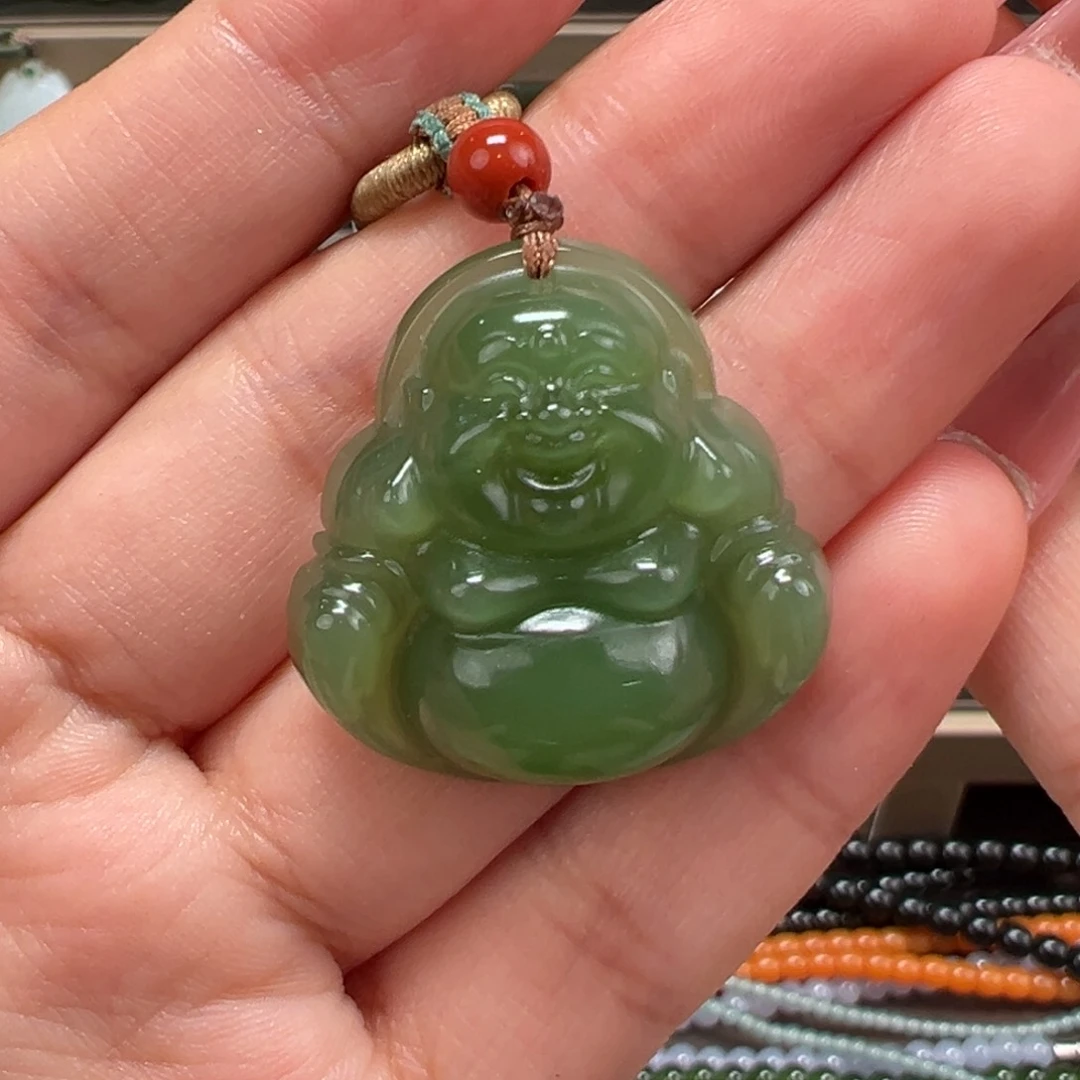 手串未镶嵌和田玉碧玉粉青佛公