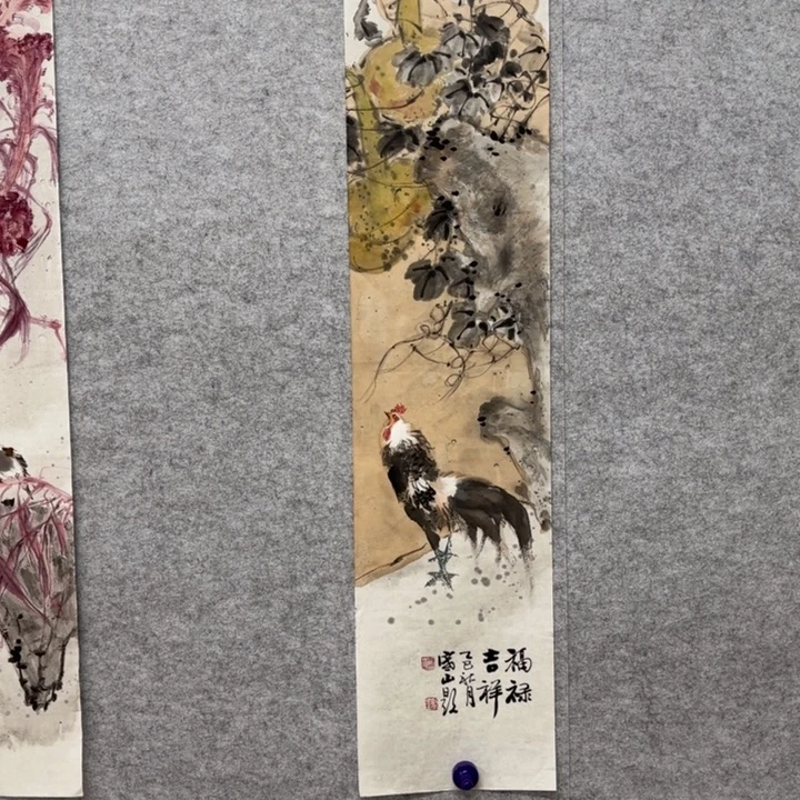 国画花鸟等图案为一体的