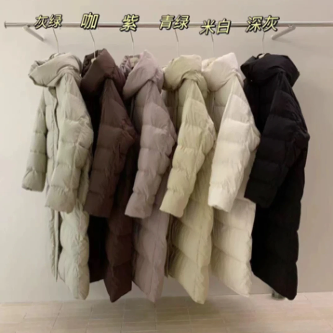 极寒者新标长款连帽收腰羽绒服