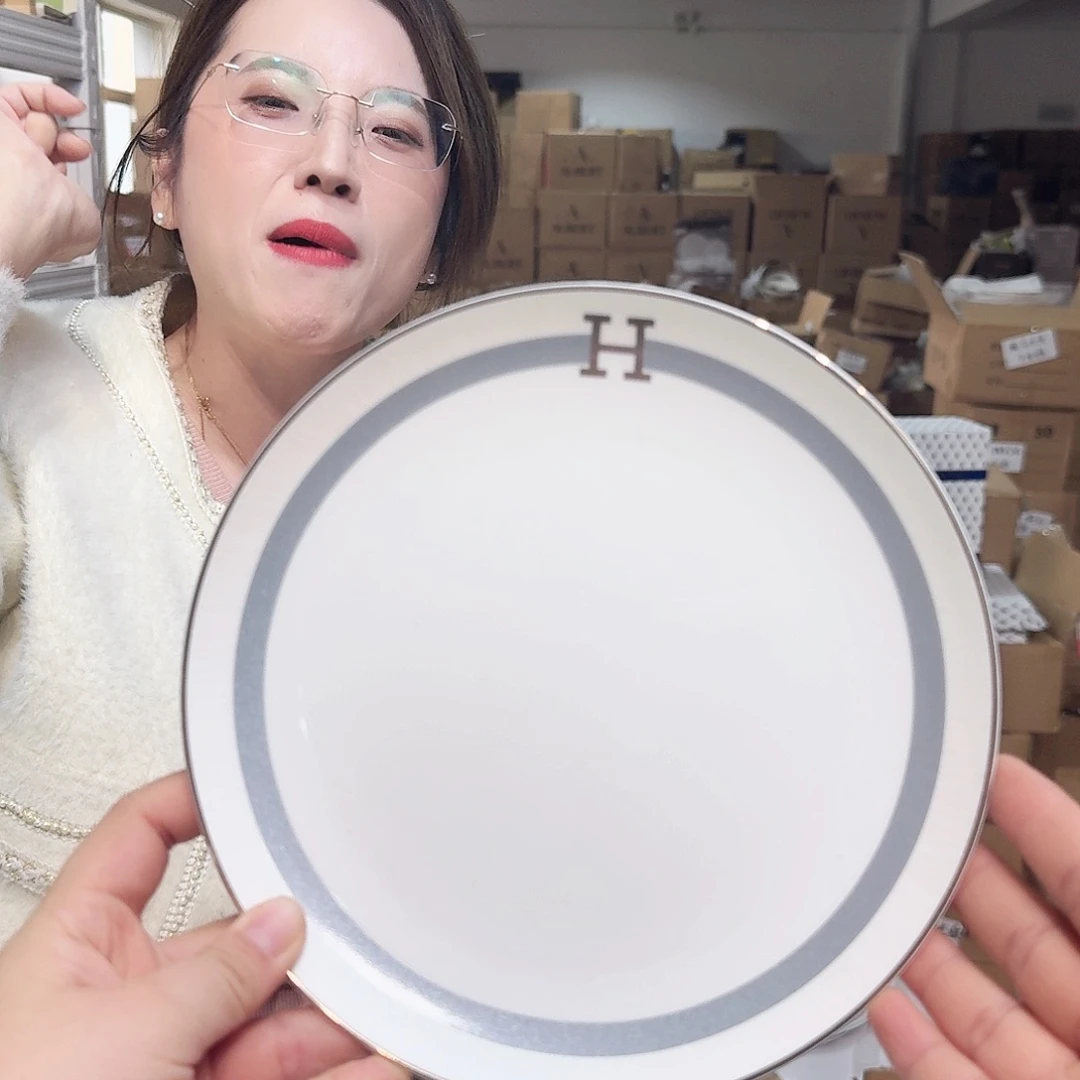 骨瓷高骨瓷8英寸月光盘20cm10个外贸骨瓷