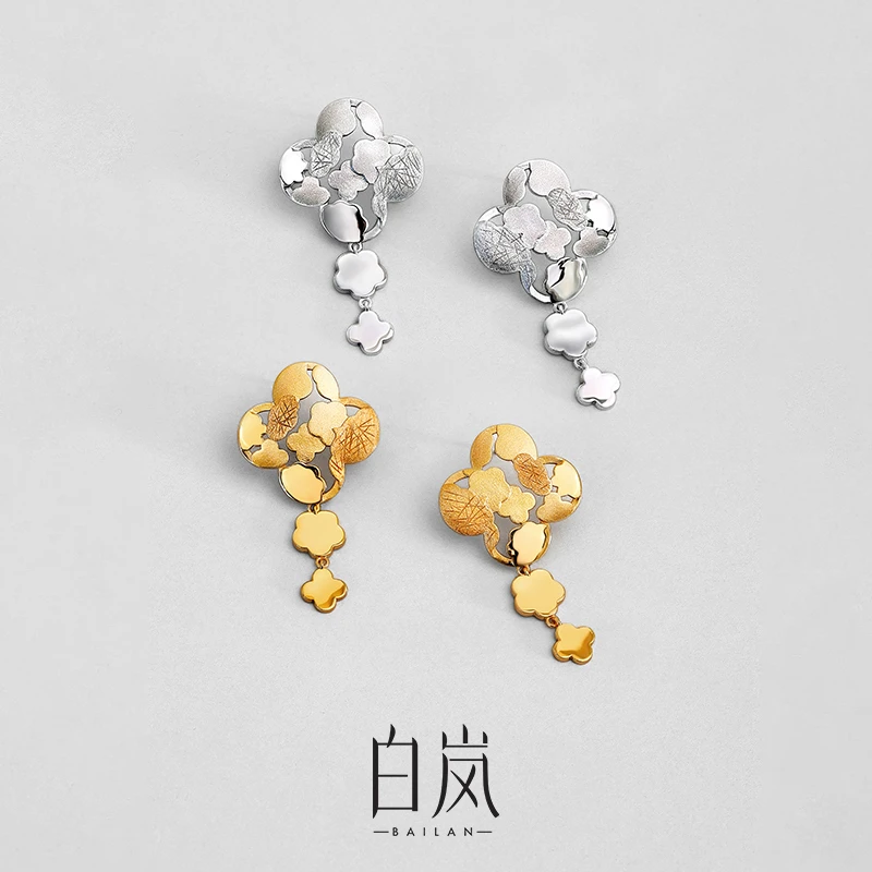 925银耳饰 花窗耳坠25新款素长耳饰简约法式小众ED4597