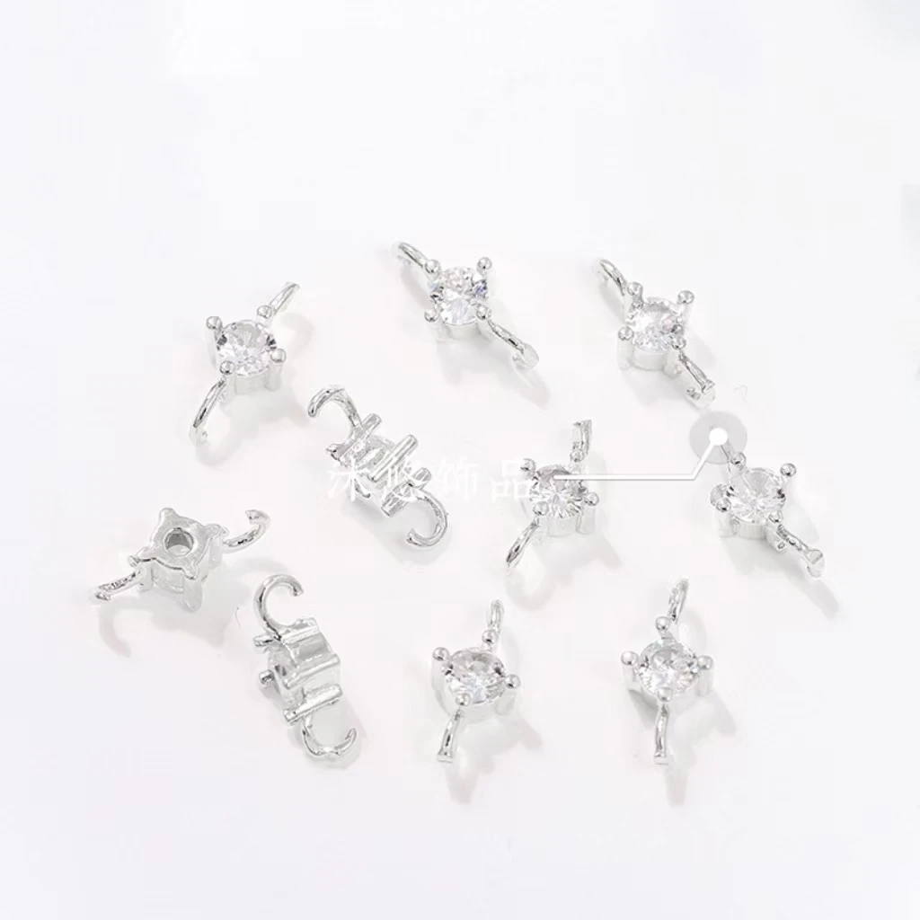 <  沐悠饰品.diy >  Y01 铜镀微镶双吊DIY配饰