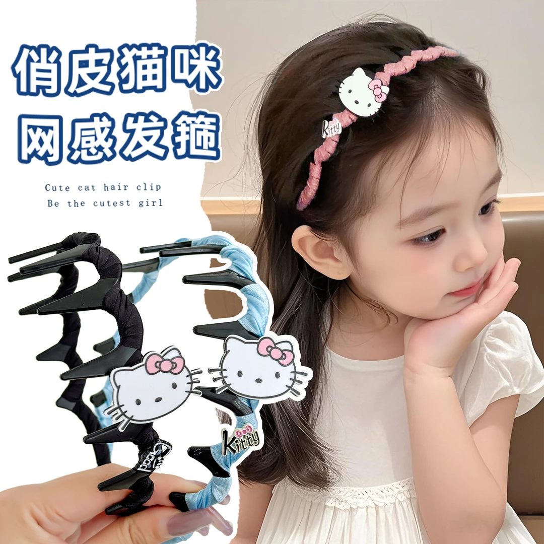 【卡通可爱】凯蒂猫发箍儿童高颅顶带齿波浪头箍发卡小女孩发饰发