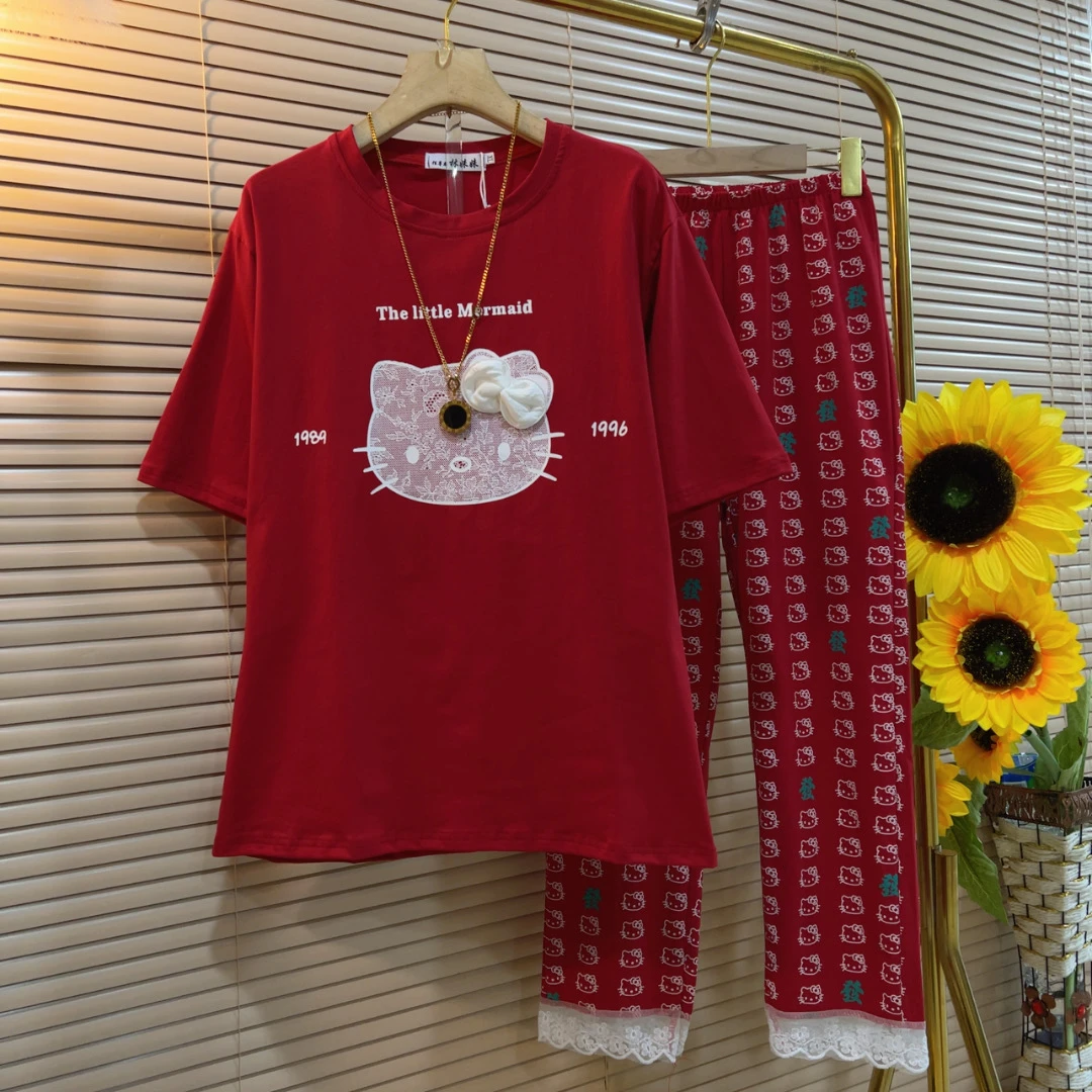 LMM卡通减龄舒适短袖上衣长裤家居服套装
