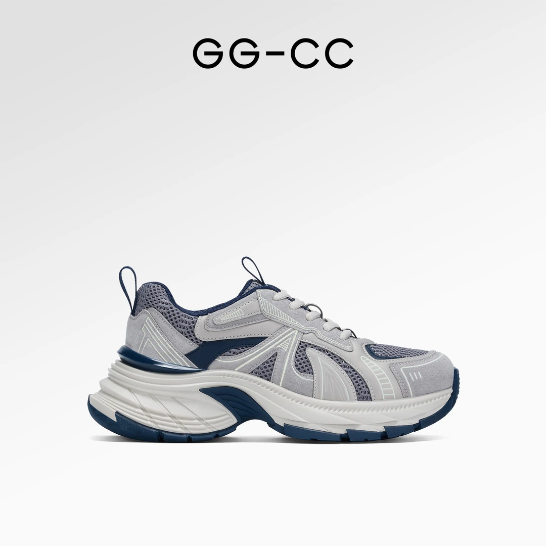 GG-CC【直播专享】2025春新款复古厚底老爹鞋女银色休闲鞋8712