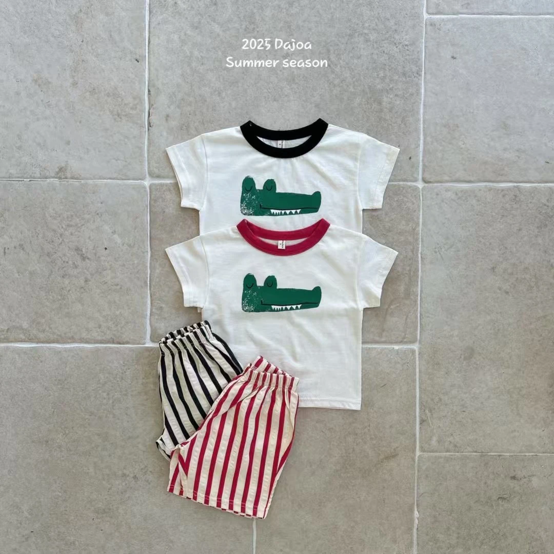 韩国星宝家2025夏中小童男女童卡通印花休闲套装