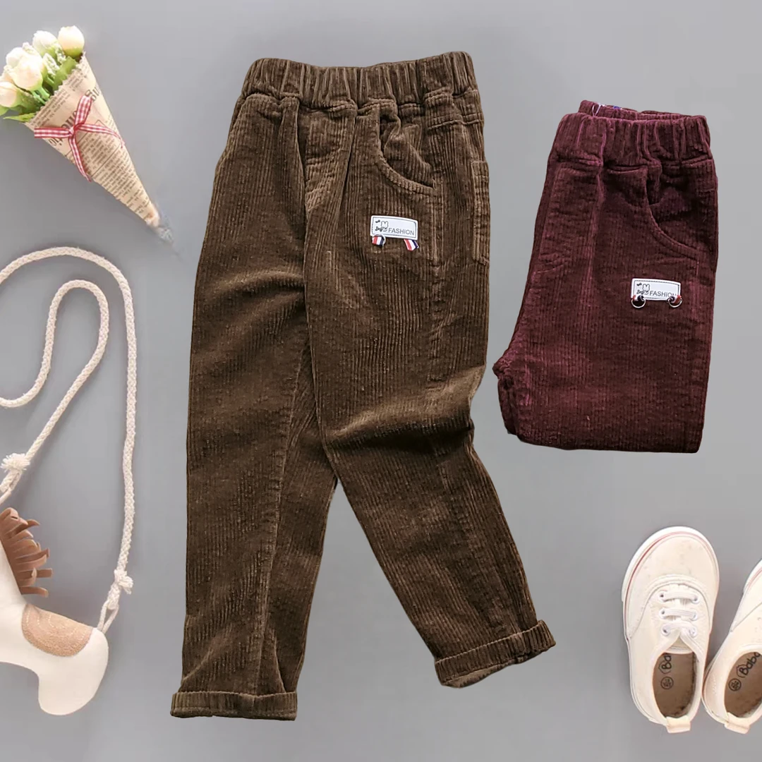 4978男女童灯芯绒长裤春秋中大童裤子男孩宝宝休闲条绒裤子