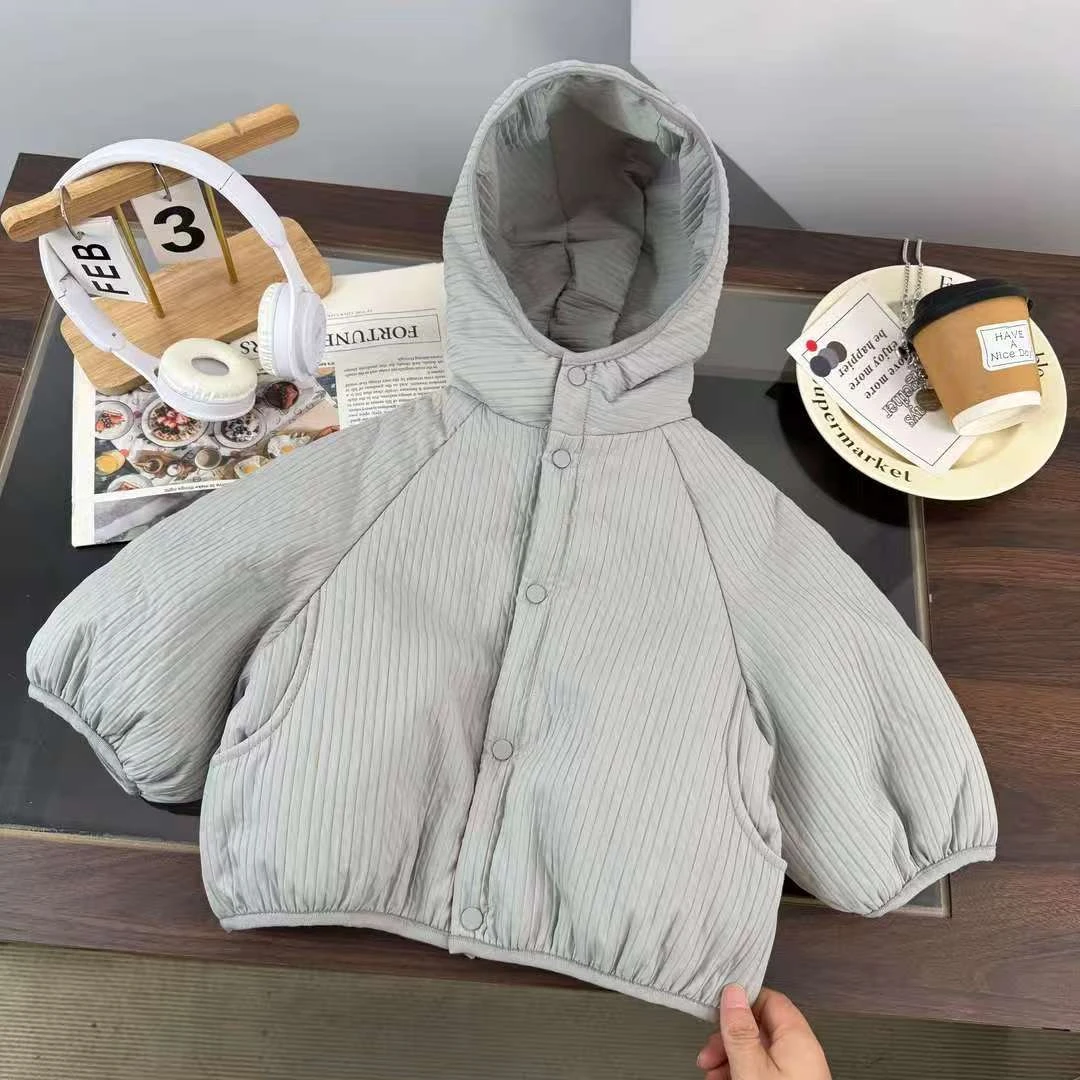 2025新款韩版男女童加厚棉服保暖连帽棉衣纯色百搭休闲风洋气过冬