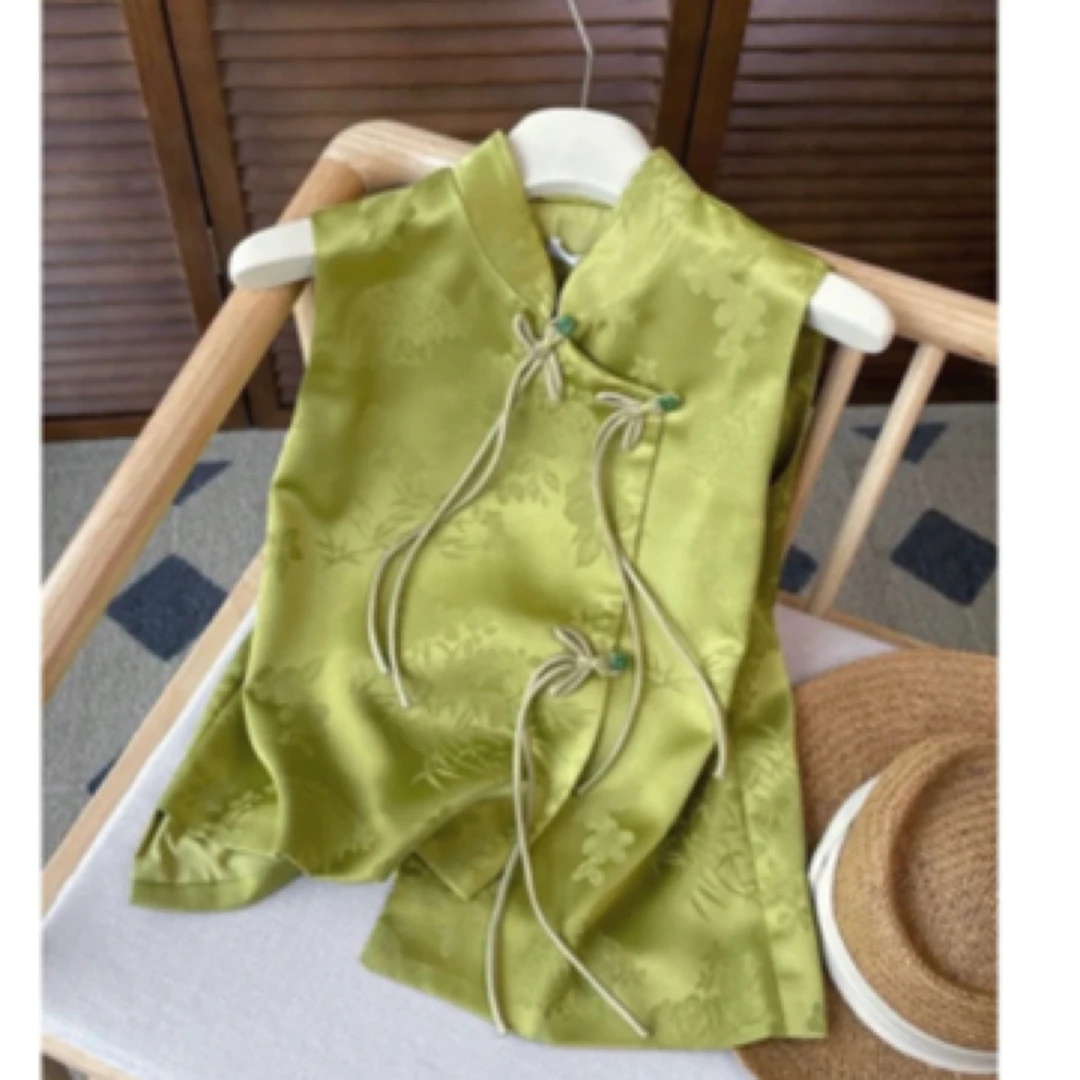 俏佳人盘扣马甲 】气质宽松型马甲立领纯色常规